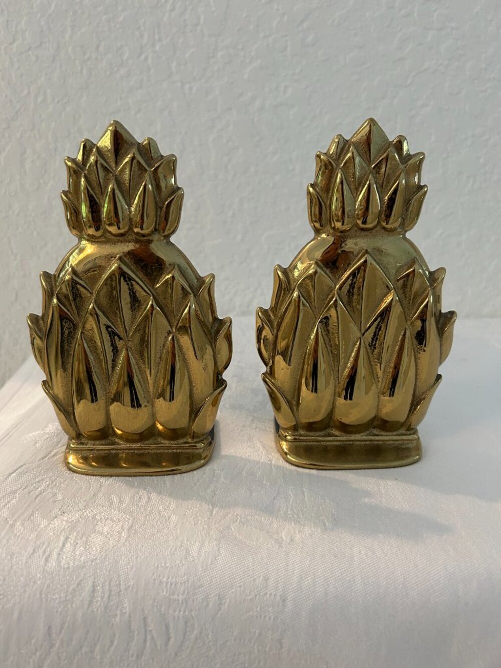1970s Newport Polished Brass Pineapple Bookends, a Pair